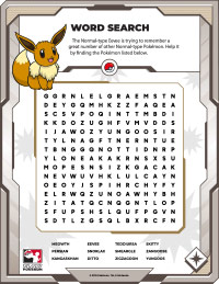 Word Search with Bug-Type Pokémon!  Pokemon party, Pokemon, Type pokemon