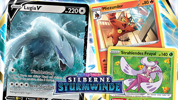 Stürmische Illustrationen in Pokémon-Sammelkartenspiel: Schwert & Schild – Silberne Sturmwinde