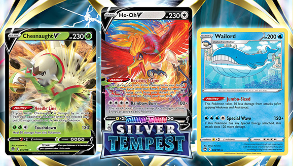Sword & Shield—Silver Tempest Triple Play: Ho-Oh V, Chesnaught V, and Wailord