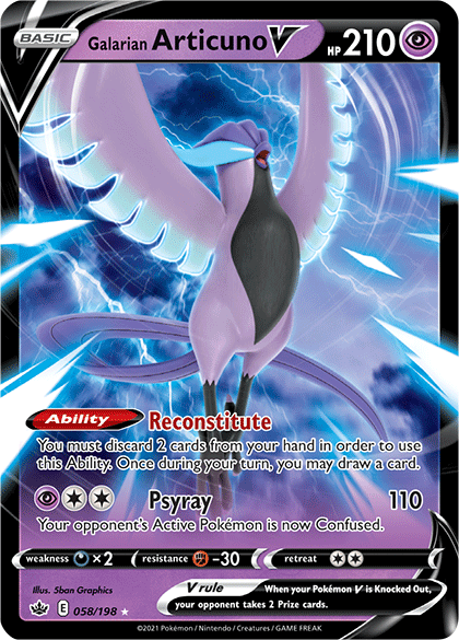 Galar Articuno V, Zapdos V, e Moltres V em Pokémon TCG: Espada &  Escudo—Reinado Arrepiante