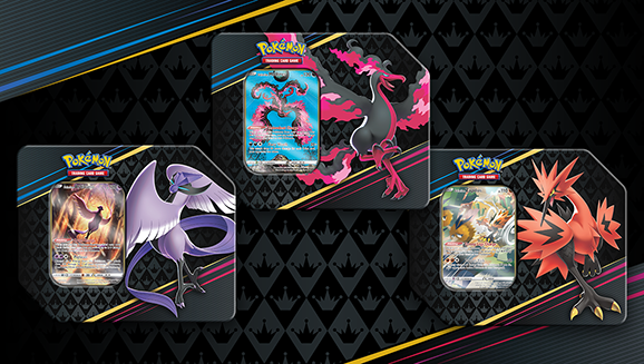 Pokemon: Crown Zenith Galarian Articuno, Zapdos, and Moltres Tins