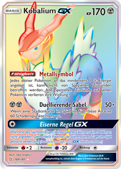 Kobalium GX Rainbow Rare 189/181 SM09 Teams sind Trumpf Pokemonkarte DE 