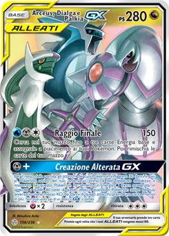 Carta Pokemon ARCEUS DIALGA E PALKIA ALLEATI GX 156/236 ECLISSI  IN ITALIANO 