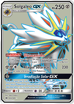 Carta Pokémon Lendário Solgaleo E Lunala Gx Eclipse Cosmico