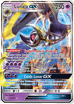 Carta Pokémon Lendário Lunala Gx Dourada Sol E Lua