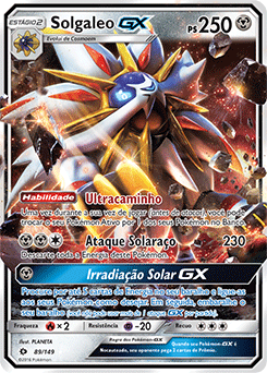 Carta Pokémon Lendário Solgaleo Gx Dourado Sol E Lua