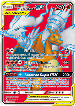 Carta Pokémon Reshiram e Charizard GX Aliados Elos Inquebráveis