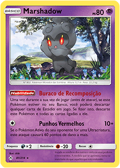 Mundo Pokémon - 802- Marshadow (Forma Espírito de Luta Ardente). Tipo:  lutador/fantasma. Evolução: Não Evolui. Histórico: Quando seu espírito de  luta começa a arder, Marshadow assume essa forma. Quando vai disparar um