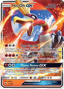 Carta Pokémon Lendário Ho-oh Gx Rainbow Extra Grande