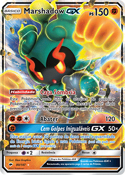 Mundo Pokémon - 802- Marshadow (Forma Espírito de Luta Ardente). Tipo:  lutador/fantasma. Evolução: Não Evolui. Histórico: Quando seu espírito de  luta começa a arder, Marshadow assume essa forma. Quando vai disparar um