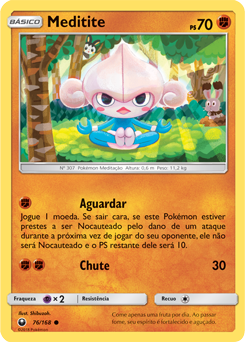 Mundo Pokémon - 307- Meditite. Tipo: lutador/psíquico. Evolução: Medicham  (nível 37) e Mega Medicham (Medichamite). Histórico: Ele medita para  flutuar e aumentar seu poder interior. Sobrevive comendo apenas uma fruta  por dia.