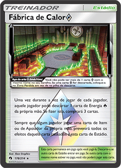 Pokémon TCG Online - Exemplos de cartas: Estádio, Item e Apoiador.