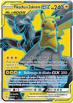 Carta Pokémon Pikachu e Zekrom GX Original Copag Brasil