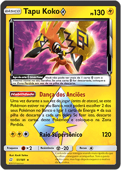 Carta Pokémon Tapu Koko Rara Brilhante