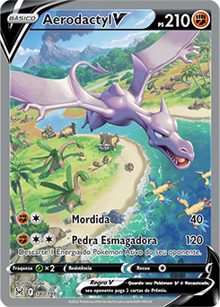 Cartão Pokémon Aerodactyl v Astro Rainbow em segunda mão durante