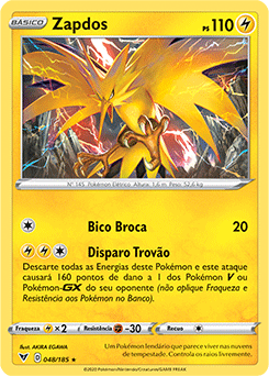 Carta Pokemon Zapdos V De Galar V Dourado Astro Cintilantes Copag