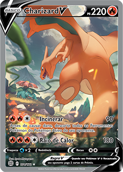 Carta Pokémon Ultra Rara c/ Muita Vida Hp Alto Charizard V Astro +