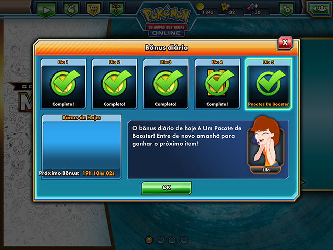 Recompensas do jogo Pokémon Estampas Ilustradas Online 