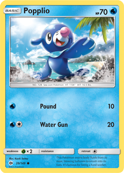Popplio 65/214 Reverse Holo Mint Pokemon Card Lost Thunder 