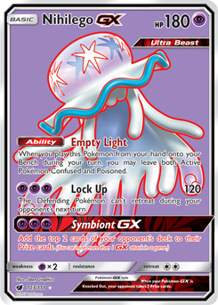 Pokemon Nihilego GX Rainbow Rare 114/111 Sun & Moon Cri