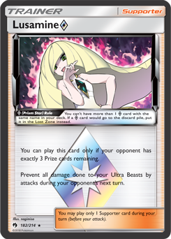LUSAMINE 153A/156 LEAGUE CHALLENGE 4TH PLACE NEAR MINT POKEMON TRADING CARD GAME 