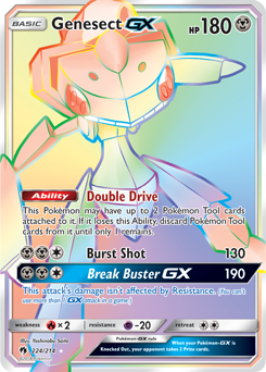 Cartas Pokémon TCG - Genesect-GX – Metal – HP180 Basic Pokemon Ability:  Double Cassette You may attach up to 2 Pokemon Tool cards to this Pokemon.  (If this Ability stops working, discard