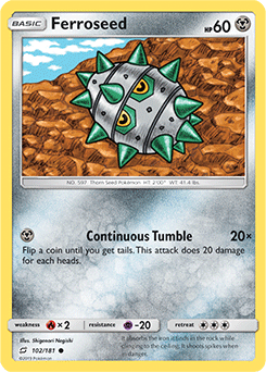 Pokemon Sun & Moon Team Up SM-9 TCG Common Card Ferroseed 102/181