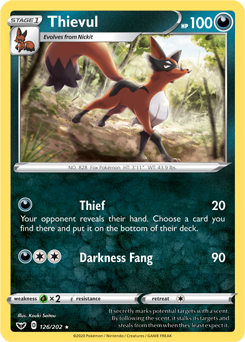 - NM Darkness Ablaze Set 2020 Rare Pokemon Card Thievul 113/189 
