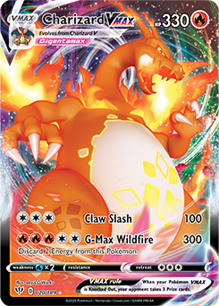 Carte pokemon brillante Charizard V Gx Vmax