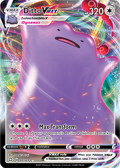 Foto de Hamburg, Germany - 06212021: frontside macro photo of the english  TCG pokemon shining fates card Ditto V (SHF 50) on white background. do  Stock