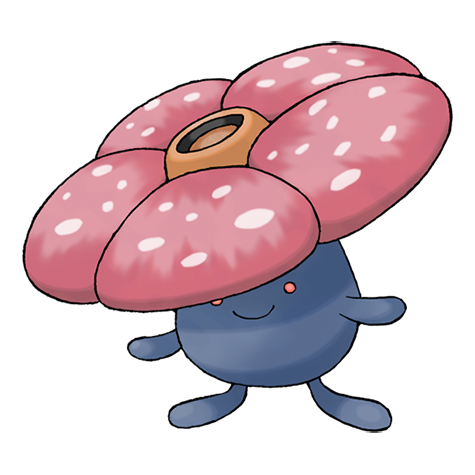 Vileplume, um Pokémon do tipo planta com morfologia baseada em