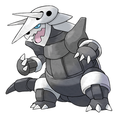 As este é Aggron, um Pn Pokémon do tipo Ê pedra e metal,que ¥ aprende  golpes de 'MEMS todo tipo:fogo, eletrico, gelo e até sabe por que isso I  porque Aggron é