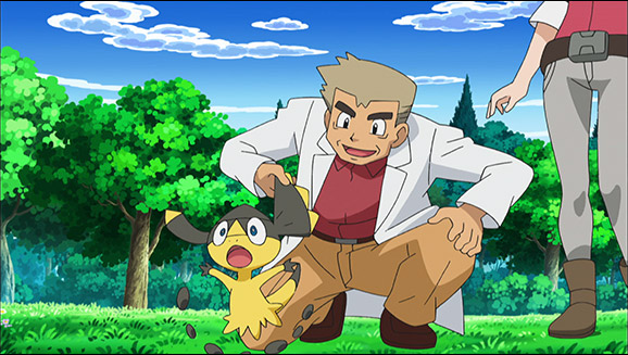 In the Pokemon anime, why is Ash's mom always with Professor Oak