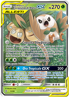 Rowlet e Exeggutor di Alola-GX