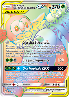 Rowlet e Exeggutor di Alola-GX