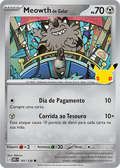 Meowth de Galar — 30C · 101/128 · PT · NM