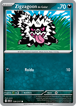 Zigzagoon de Galar | Heróis Excelsos | Banco de Dados de Cards do