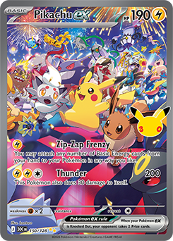 Pikachu ex 150/128, Special Illustration Rare, Pokémon 30th Celebration anglais